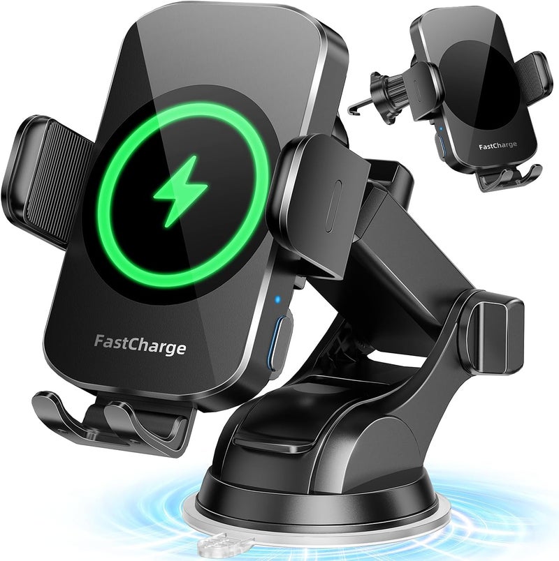 BothLin Wireless Car Charger, Fast Charging Phone Holder 3 in 1 Phone Mount Auto Clamping Car Accessories Compatible with iPhone 17 16 15 14 13 12 11 Xs XR, Samsung S23 Ultra S22 S21 S20/S10+ S9+ Note 9 - Image 1